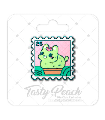 succulent stamp Succulent Meowchi" Postage Stamp Enamel Pin – Tasty Peach Studios