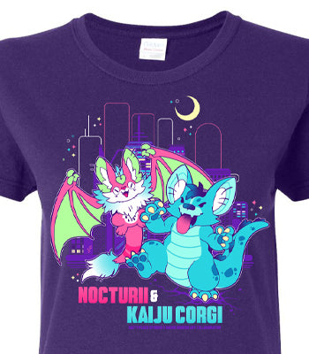 Kaiju Corgi & Nocturii 'Monster' Collab Tee - Fitted Purple