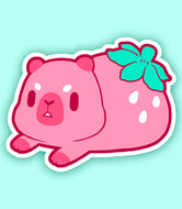 Capybara Strawberry Vinyl Sticker