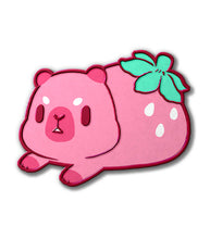 Load image into Gallery viewer, Pink strawberry capybara character with green leaves on a white background
