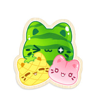 Load image into Gallery viewer, Meowchi Fruit Salad : Watermelon, Pineapple and Lychee Wooden Pin
