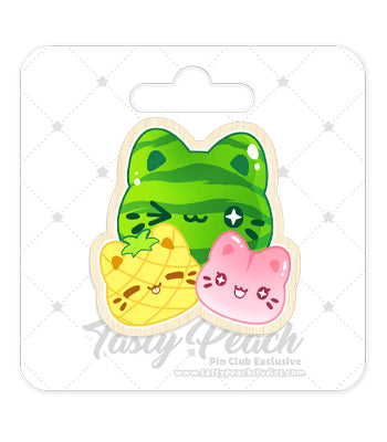 Meowchi Fruit Salad : Watermelon, Pineapple and Lychee Wooden Pin