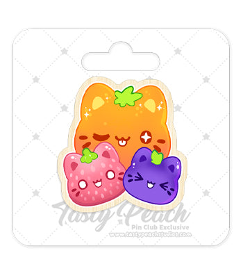 Meowchi Fruit Salad : Orange, Strawberry and Grape Wooden Pin