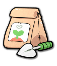 Load image into Gallery viewer, &#39;Growth&#39; Seed Bag and Trowel Kofi Pin Club Enamel Pin
