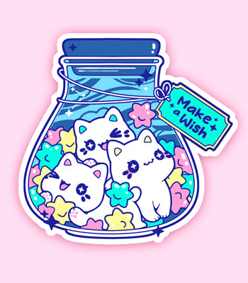 “Make A Wish” Sugar Star Meowchi Jar Vinyl Sticker