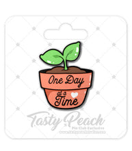 Load image into Gallery viewer, &quot;One Day At A Time&quot; Potted Plant Kofi Pin Club Enamel Pin
