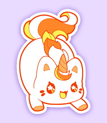 Candy Corn Unicorn Meowchi Vinyl Sticker