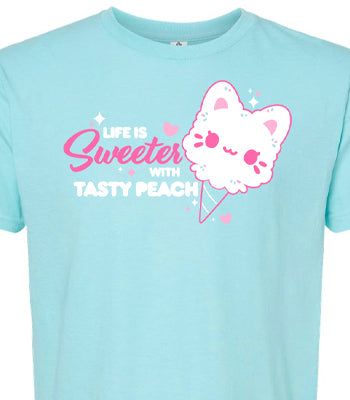 'Life is Sweeter' Cotton Candy Meowchi Tee