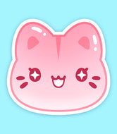 Peach Meowchi Face Vinyl Sticker