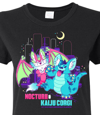 Kaiju Corgi & Nocturii 'Monster' Collab Tee - Fitted Black