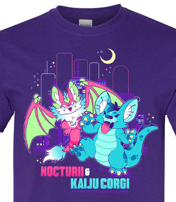 Kaiju Corgi & Nocturii 'Monster' Collab Tee - Unisex Purple
